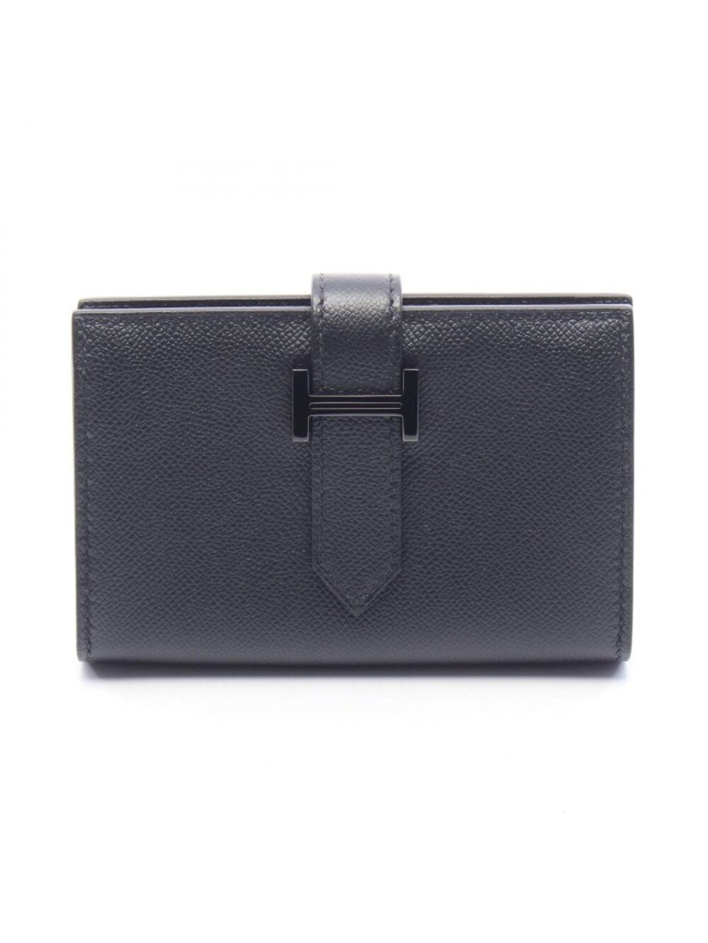 Hermes Card Case Bearn Mini Monochrome Black Leather